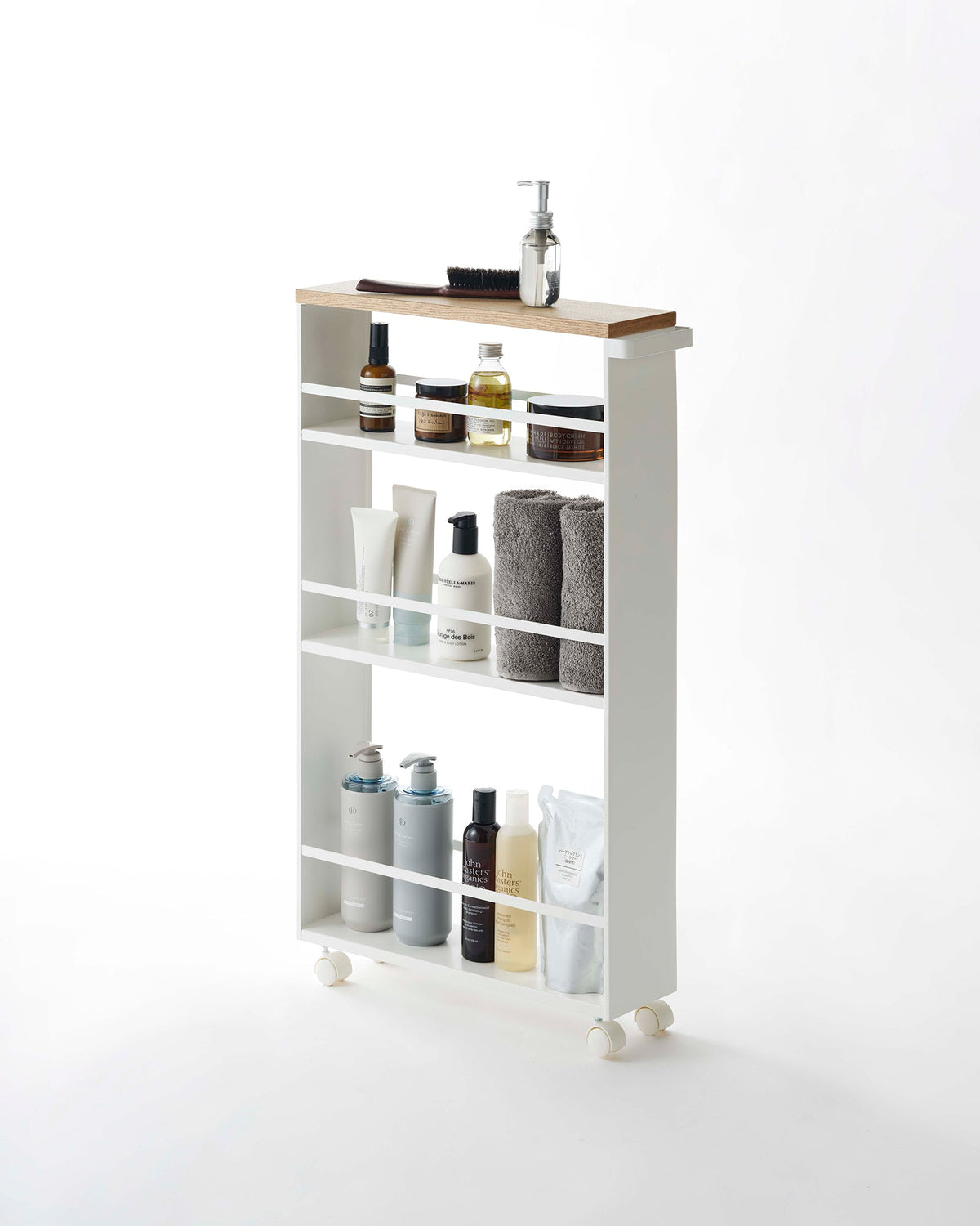 Slim Three-Tier Rolling Storage Cart product image - White