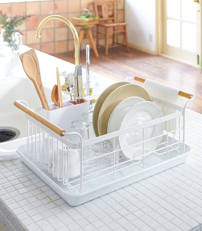 Steel and Wood Dish Drying Rack product image - Gray
