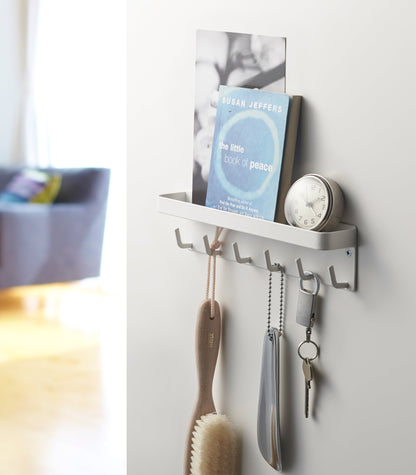 Magnetic Steel Key Rack with Shelf product image - Black