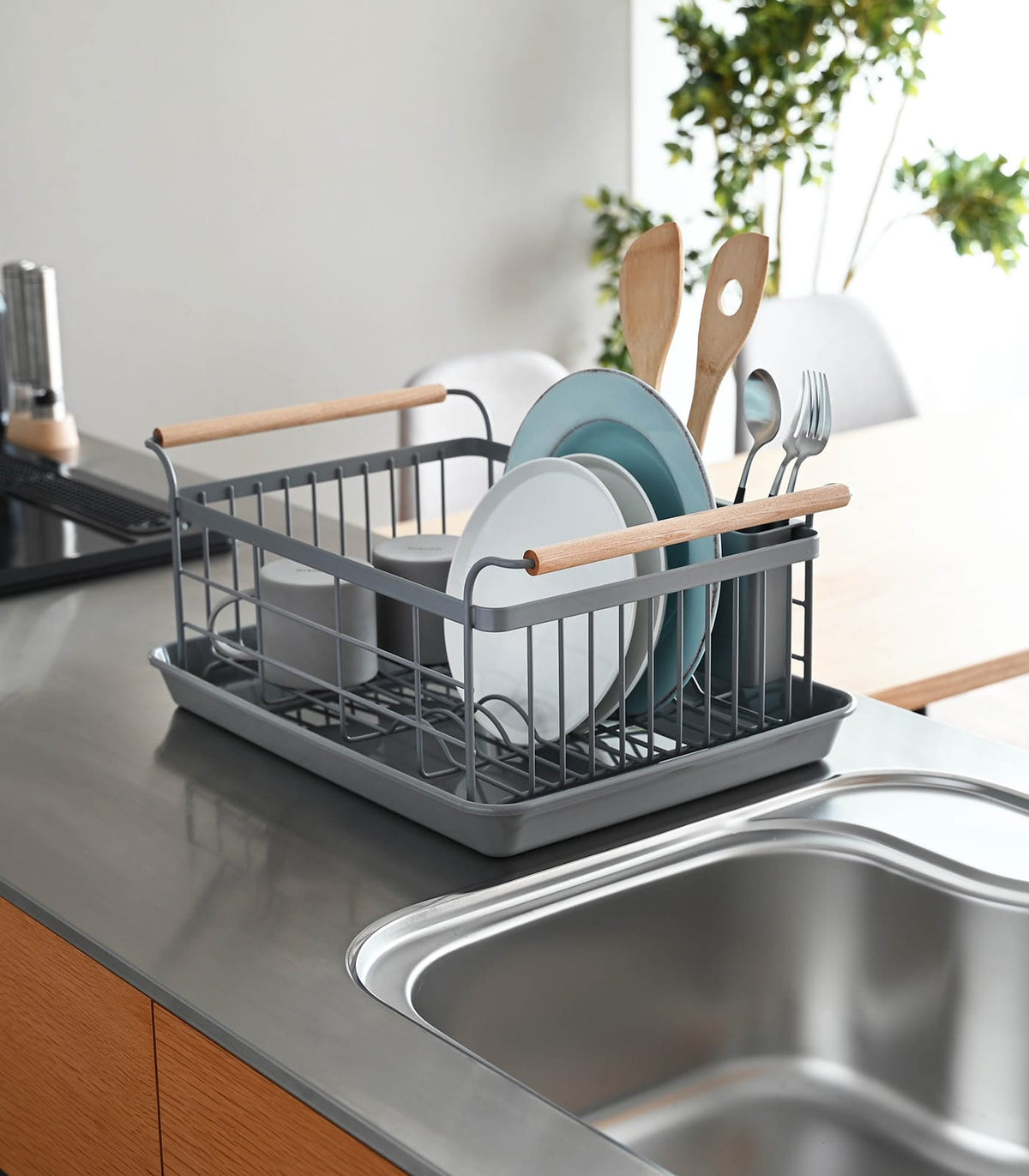 Steel and Wood Dish Drying Rack product image